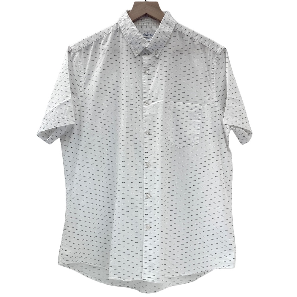 *2000 Steven Alan Single Needle Button Down Short Sleeve - White Arrow- Large